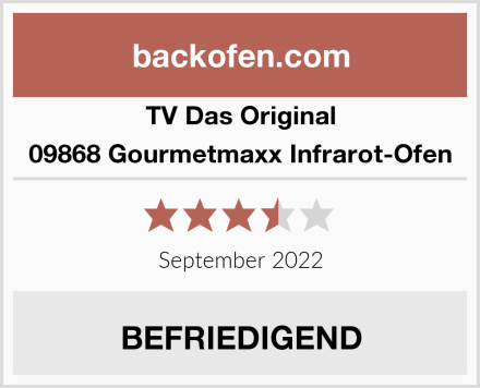 TV Das Original 09868 Gourmetmaxx Infrarot-Ofen Test
